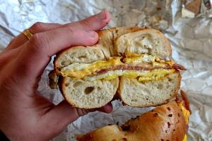 1 bagel Pork Roll & Cheese on Bagel