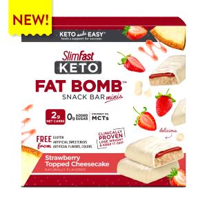1 bar (19 g) Keto Fat Bomb Snack Bar Minis Strawberry Topped Cheesecake