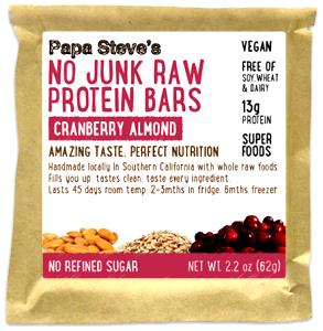 1 bar (2.2 oz) No Junk Raw Protein Bars - Cranberry Almond