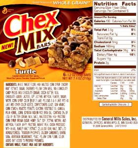 1 bar (35 g) Chex Mix Turtle Bar