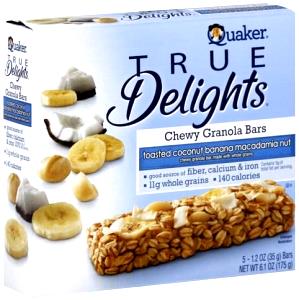 1 bar (35 g) True Delights Granola Bars - Toasted Coconut Banana Macadamia Nut