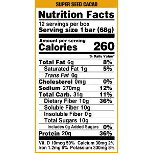 1 bar (68 g) Super Seed Bar