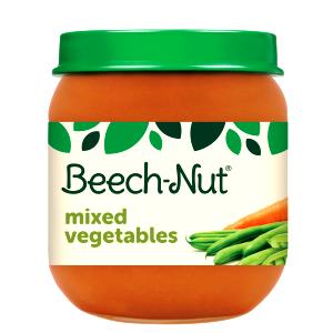 1 Beech-Nut Stage 2 Jar Serving (4 Oz) Baby Food Strained Garden Vegetables Mixed Vegetables