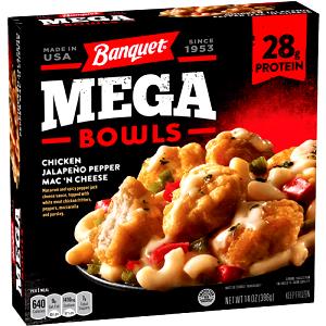 1 bowl (396 g) Mega Bowls Chicken Jalapeno Pepper Mac 