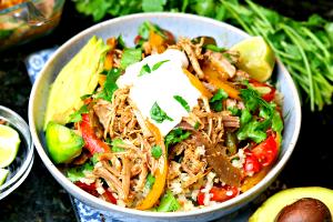 1 bowl Carnitas Burrito Bowl (No Sour Cream, No Cheese)