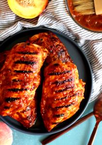 1 breast with sauce Peach Bourbon Chicken