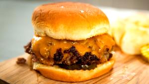 1 burger (4 oz) Grilled Onion Cheddar Burger