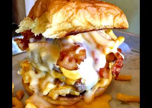 1 burger Bacon Mac & Cheese Burger