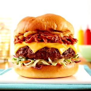 1 burger BBQ Pulled Pork Cheeseburger