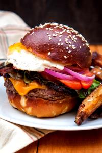 1 burger Bison Burger on Pretzel Bun