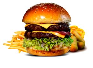 1 burger Double with Everything & Cheese