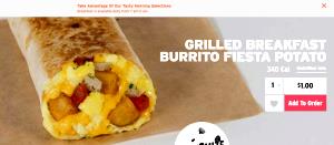 1 burrito Grilled Breakfast Burrito - Fiesta Potato