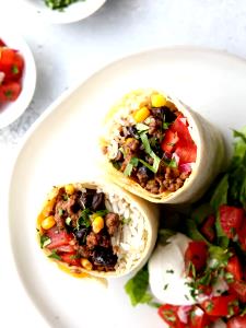 1 burrito Steak Burrito (Rice, Black Beans, Corn Salsa, Tomato Salsa, Guacamole)