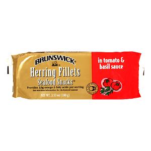 1 can (100 g) Seafood Snacks - Boneless Herring Fillets in Tomato & Basil Sauce