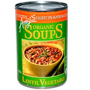 1 can (411 g) Light in Sodium Organic Lentil Vegetable Soup (Can)