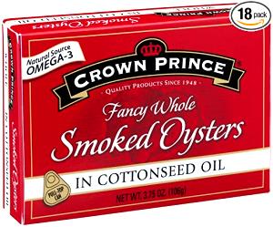 1 can (85 g) Fancy Whole Smoked Oysters in Cottonseed Oil