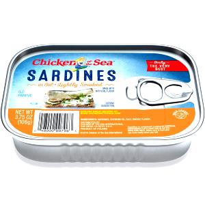 1 can drained (3.75 oz) Sardines in Oil, Lightly Smoked