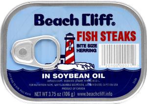1 can drained (96 g) Fish Steaks in Soybean Oil