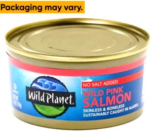 1 Can Salmon, Chum, Canned, No Added Salt