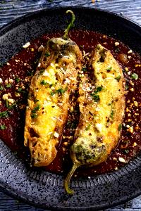 1 Chili Chiles Rellenos filled with Meat and Cheese (Stuffed Chili Peppers)