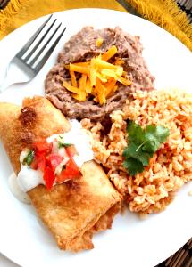 1 Chimichanga Chimichanga, Chicken, Beans & Rice