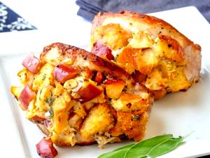 1 chop (128 g) Boneless Stuffed Pork Chops with Apple Almond Stuffing