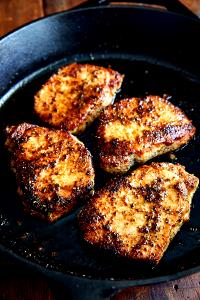 1 Chop Pork Loin, Blade, Pan-Fried, Slf