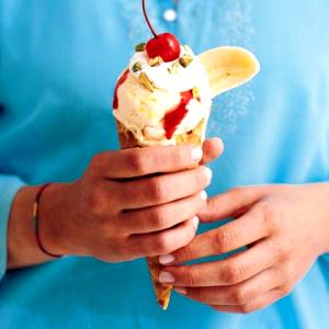 1 Cone Ice Cream, Banana Split Cone