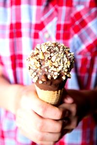 1 Cone Chocolate Ice Cream Cone with Nuts