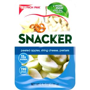 1 container (135 g) Peeled Sweet Apple Slices, String Cheese & Pretzels