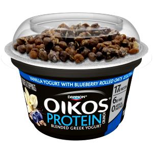 1 container (141 g) Oikos Protein Crunch - Vanilla Yogurt with Blueberry Rolled Oats