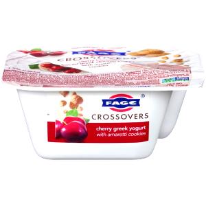 1 container (150 g) Crossovers Cherry Blended Low-Fat Greek Strained Yogurt with Amaretti Cookies