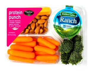 1 container (184 g) Carrots, Broccoli, Cheddar Cheese & Almonds with A Ranch Dressing