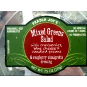 1 container (213 g) Mixed Greens Salad with Cranberries, Blue Cheese & Pecans (without Dressing)
