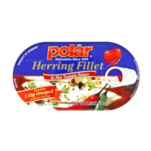 1 container (3.53 oz) Herring Fillets in Hot Tomato Sauce