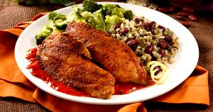 1 container (354 g) Blackened Tilapia with Red Pepper Coulis