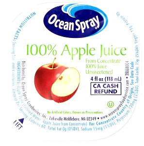 1 container (4 oz) 100% Juice Apple (Container)
