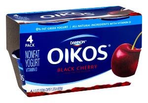 1 container (5.3 oz) Oikos Fruit on The Bottom Nonfat Greek Yogurt - Black Cherry