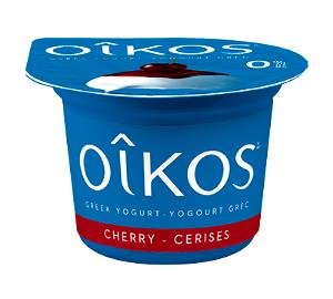 1 Container Oikos, Greek Yogurt, Single Serve, Fat Free Black Cherry