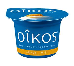 1 Container Oikos, Greek Yogurt, Single Serve, Fat Free Honey