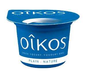 1 Container Oikos, Greek Yogurt, Single Serve, Fat Free Plain