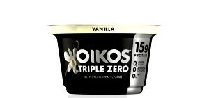 1 Container Oikos, Greek Yogurt, Single Serve, Fat Free Vanilla
