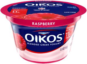 1 Container Oikos, Greek Yogurt, Single Serve, Traditional Raspberry