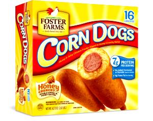 1 corn dog (75 g) Corn Dogs Chicken Franks Dipped in Honey Crunchy Flavor Batter