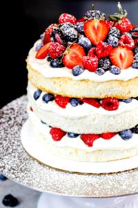 1 Cubic Inch Angel Food Cake with Fruit and Icing or Filling