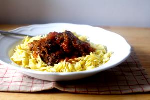 1 Cubic Inch Boneless, Fat Removed Braised Beef Steak (Lean Only Eaten)