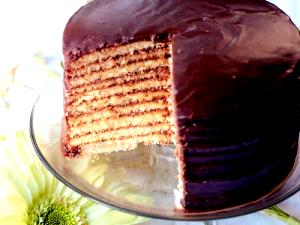1 Cubic Inch Dobos Torte Cake (Non-Chocolate Layer Cake with Chocolate Filling and Icing)