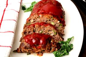 1 Cubic Inch Meat Loaf Made with Beef in Tomato-Based Sauce