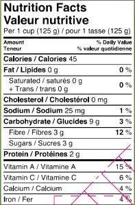 1 cup (125 g) Valley Selections Bean & Carrot Medley