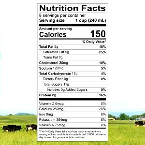 1 cup (240 ml) Grass Fed Milk